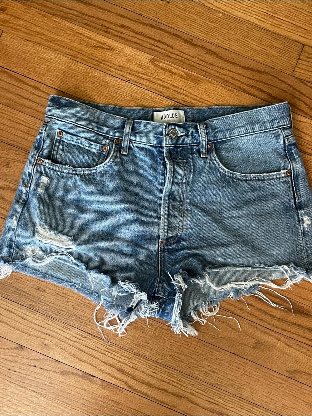 Agolde Parker Distress Denim Jean Shorts Size 27